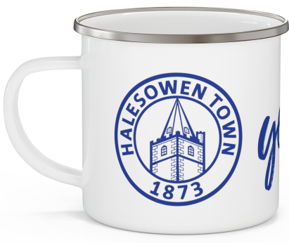 Metal, unbreakable mug, printed club logo and yeltz!