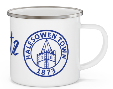 Metal, unbreakable mug, printed club logo and yeltz!