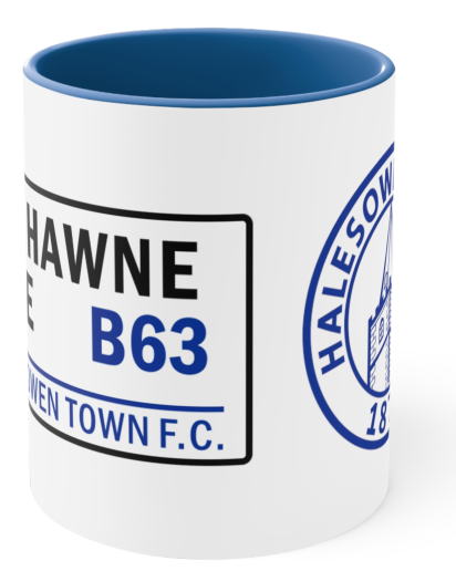 White Ceramic Mug printed with Old Hawne Lane design & club logo.