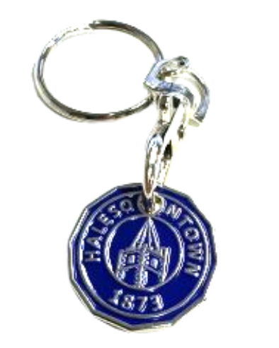 Soft enamel metal trolley coins,  Club logo in blue and white.